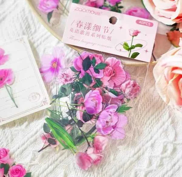 PET-stickers | Roze bloemen