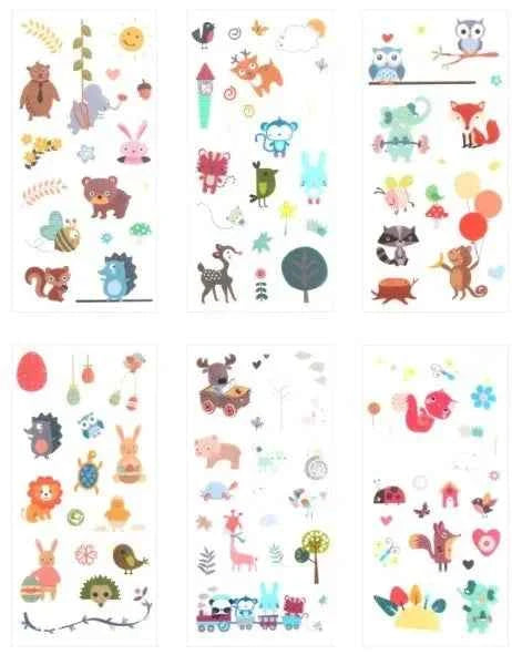 6 vellen washistickers | Kinder Cartoonstickers