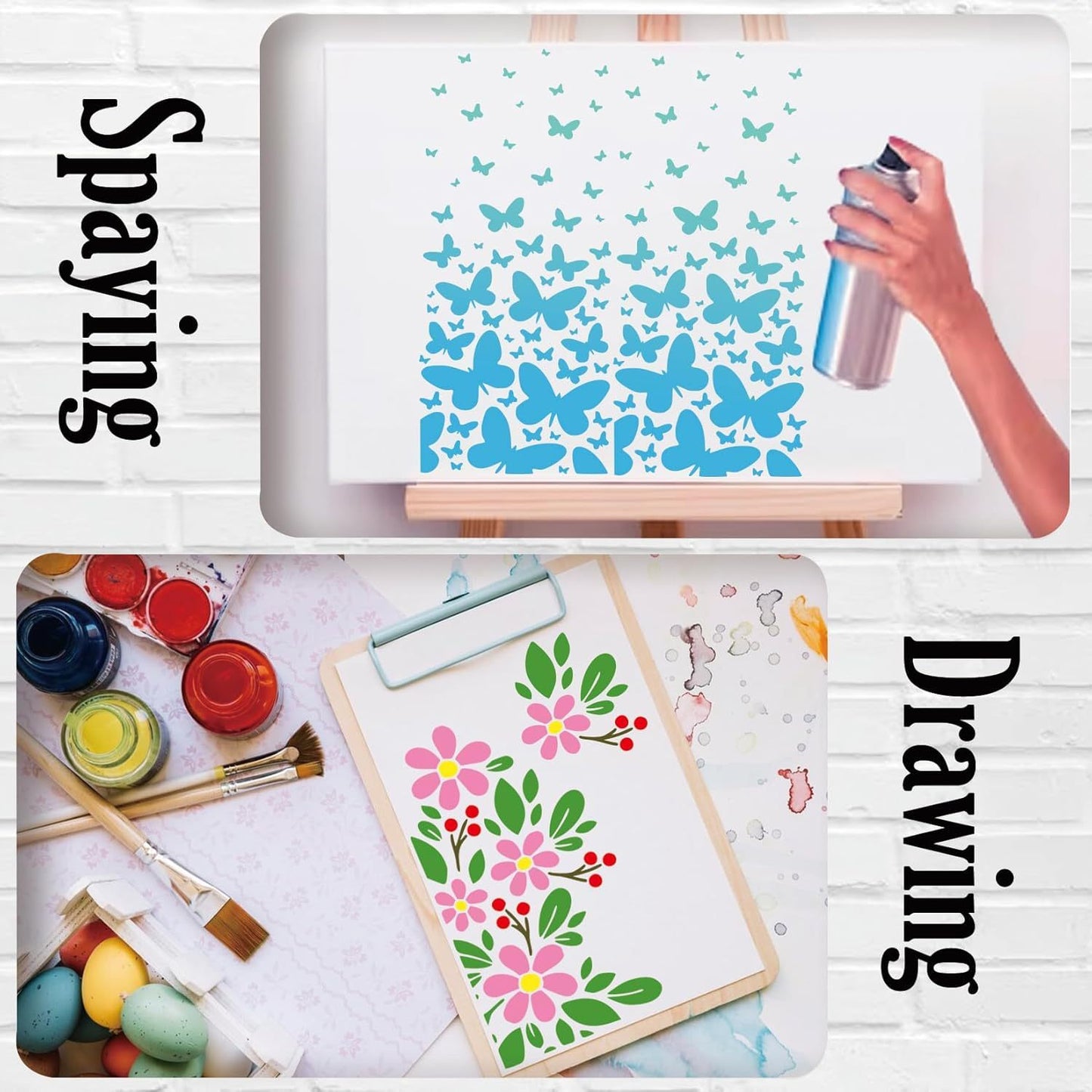 Template set – flowers, letters & borders – bullet journal & cards – 12 pieces