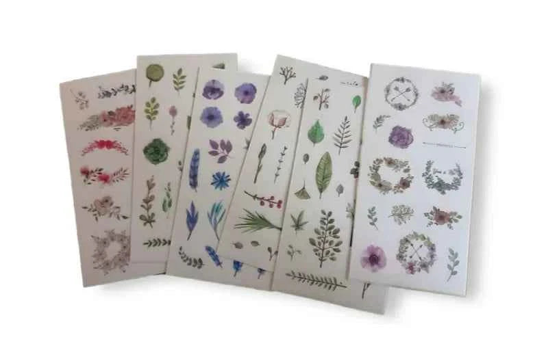 6 vellen washistickers | Bloemen en Bladeren