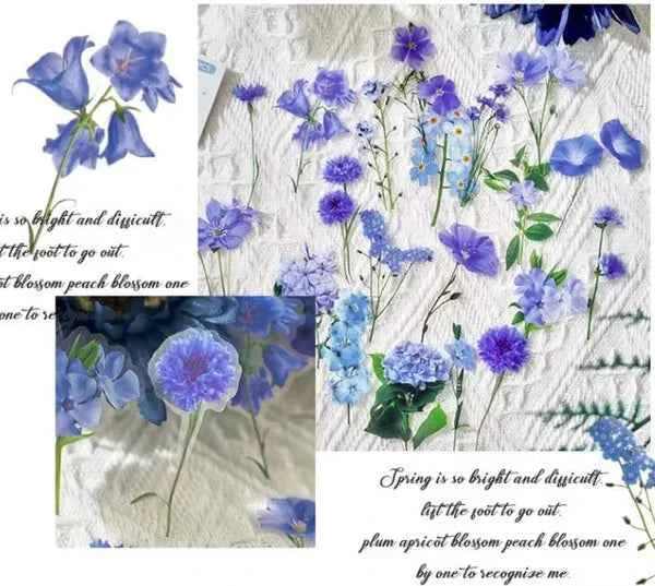 PET-stickers | Blauwe bloemen