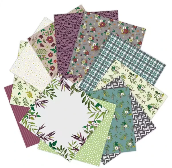 Dessinpapier 15x15 cm | Groen-Paars
