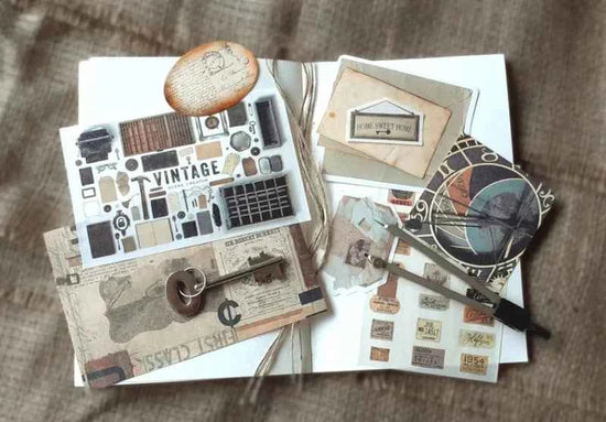 30-delig papier- en stickerset | Vintage thema