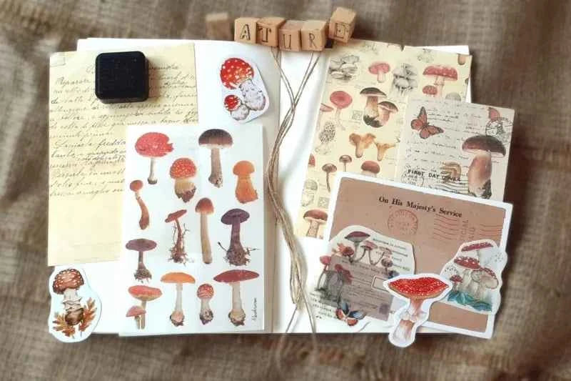 30-delig papier- en stickerset | Thema natuur