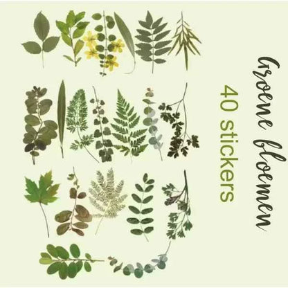 PET-stickers | Groene bloemen