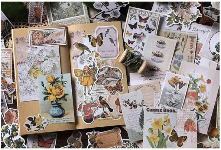 200-delig papier- en stickerset | Gele kleuren
