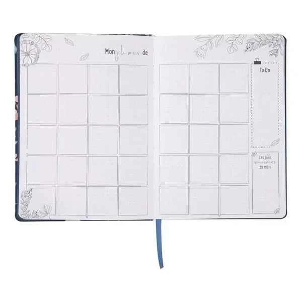 Bullet journal | Donkerblauw met bloemen | 100 grams papier