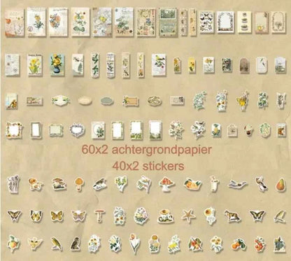 200-delig papier- en stickerset | Gele kleuren