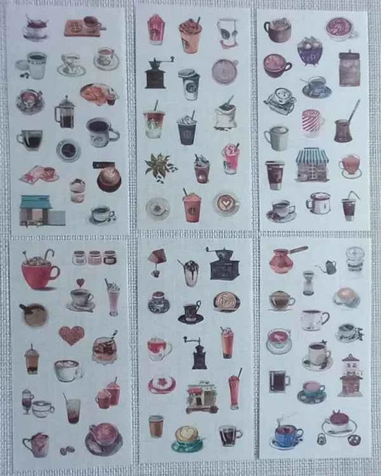 6 vellen washistickers | Koffie