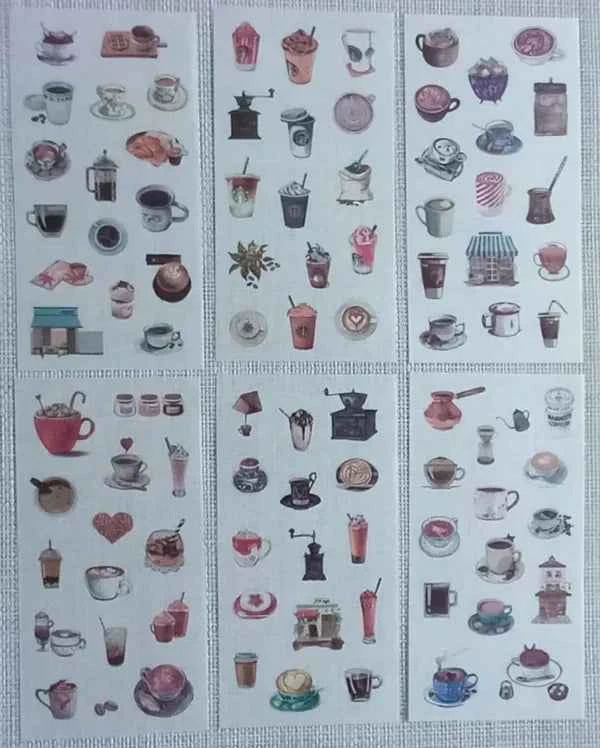 6 vellen washistickers | Koffie