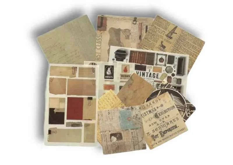 30-delig papier- en stickerset | Vintage thema