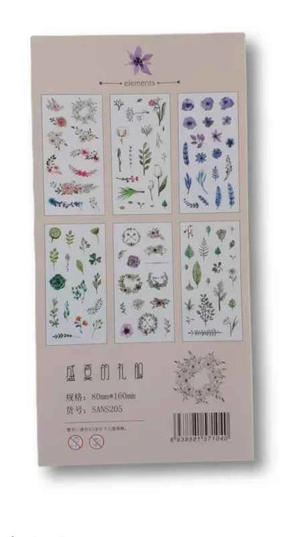6 vellen washistickers | Bloemen en Bladeren