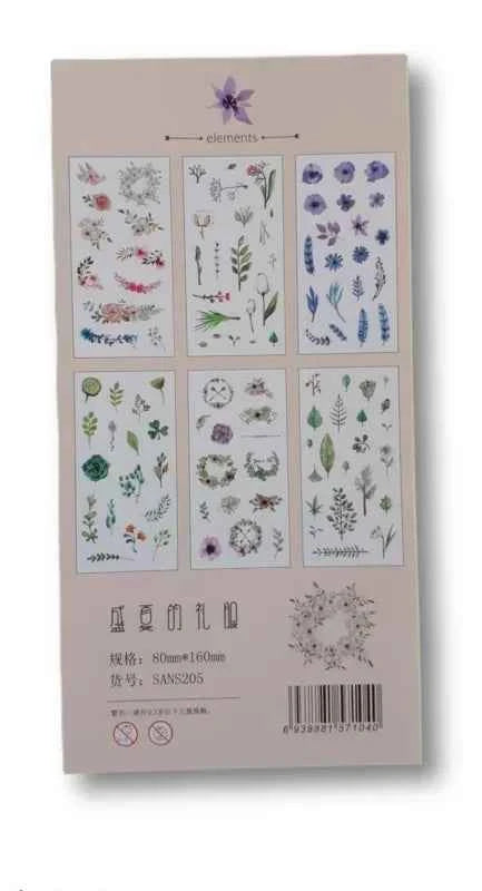 6 vellen washistickers | Bloemen en Bladeren