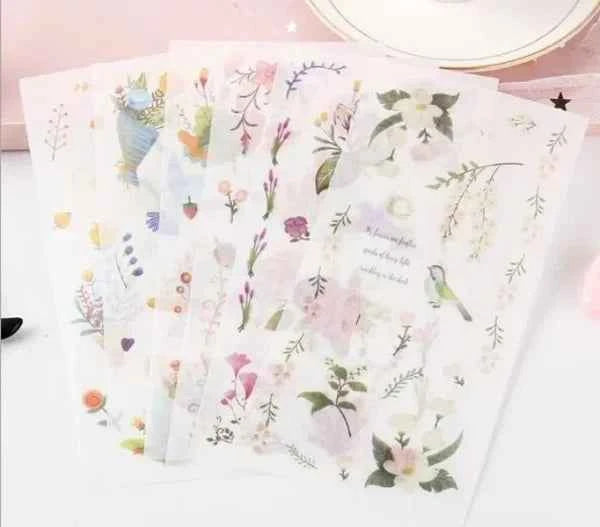 6 vellen washistickers | Bloemen en Takjes