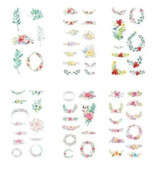 6 vellen washistickers | Kleurrijke Kransen en Bloemstukken