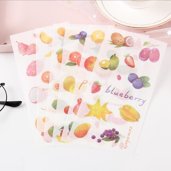 6 vellen washistickers | Fruit