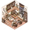 3D- Scene stickers | Boekenwinkel nacht