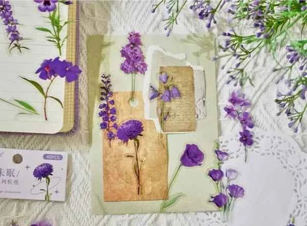 PET-stickers | Paarse bloemen