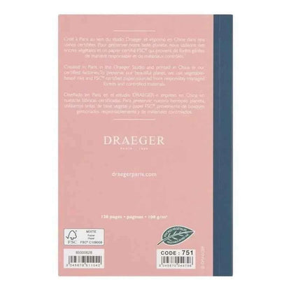 Notitieboek A6 | Roze met blauwe band | Dotted grid