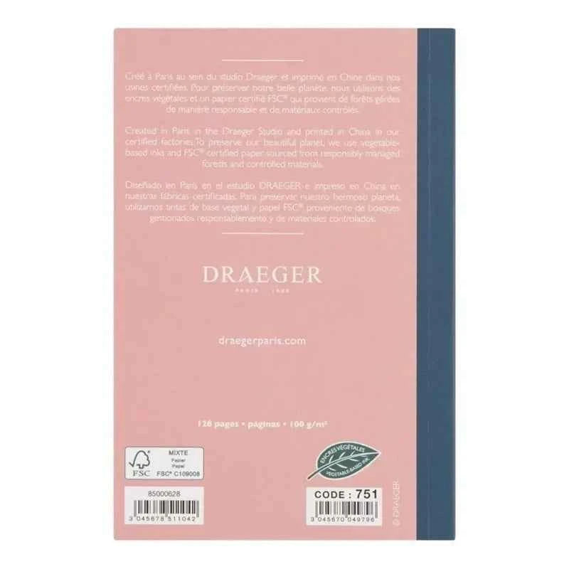 Notitieboek A6 | Roze met blauwe band | Dotted grid