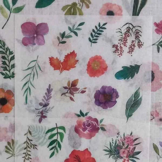 6 vellen washistickers | Kleine blaadjes en bloemetjes