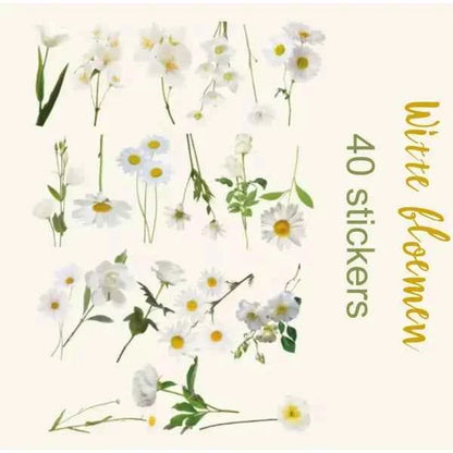 PET-stickers | Witte bloemen