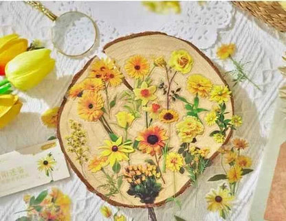 PET-stickers | Gele bloemen