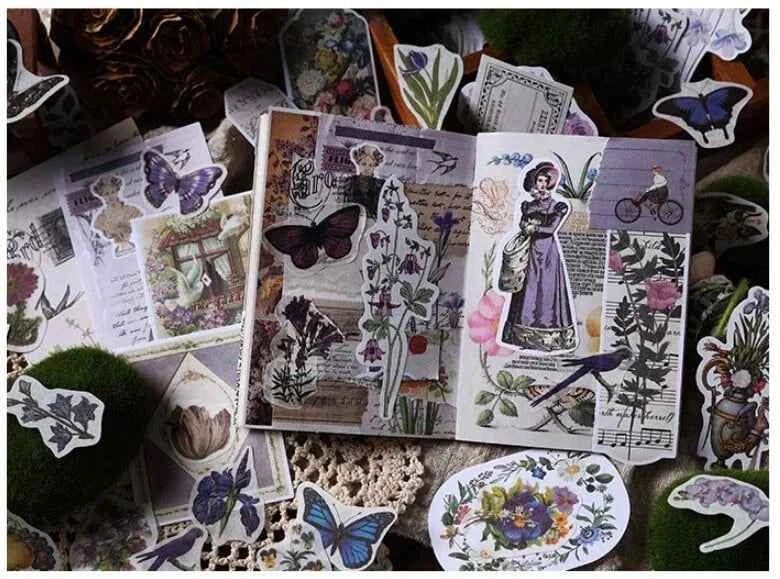 200-delig papier- en stickerset | Paarse kleuren