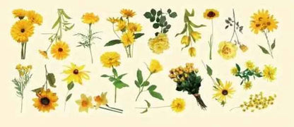 PET-stickers | Gele bloemen