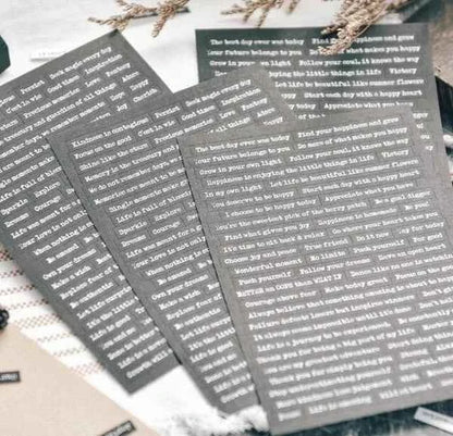 Tekststickers | Donkergrijs met wit | 540 stuks