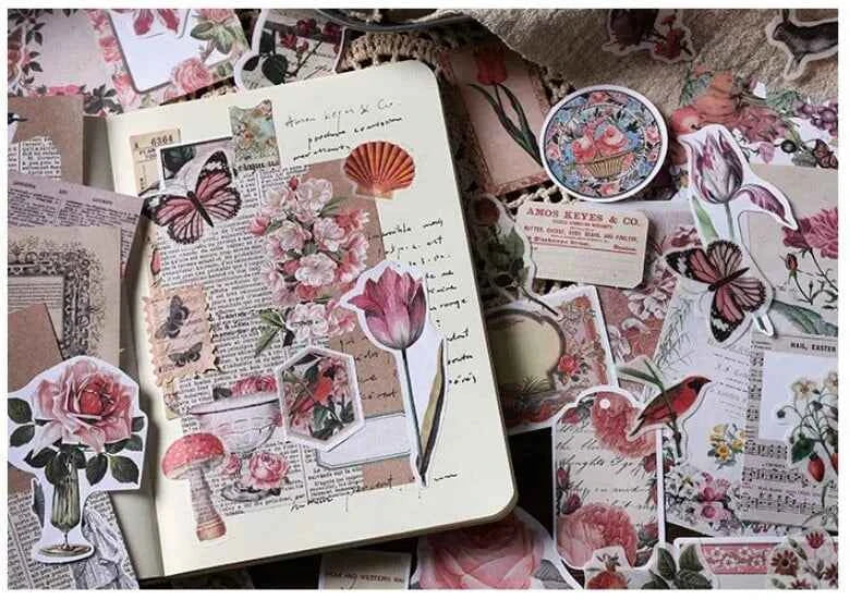 200-delig papier- en stickerset | Roze kleuren