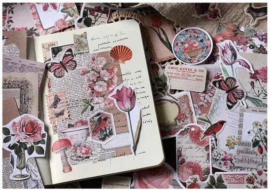 200-delig papier- en stickerset | Roze kleuren