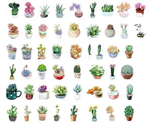 Stickerdoosje | Vetplanten en cactussen in pot