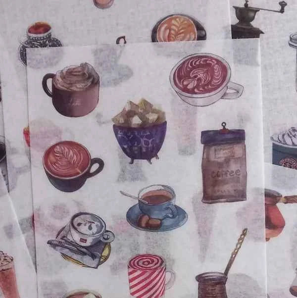 6 vellen washistickers | Koffie