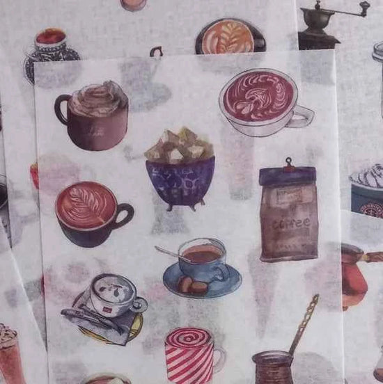 6 vellen washistickers | Koffie