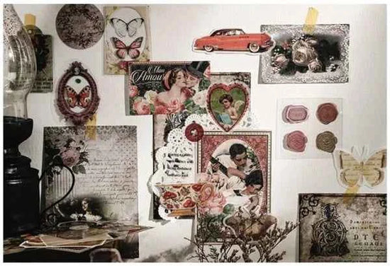 100-delig papier- en stickerset | Rode tinten