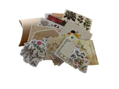 30-delig papier- en stickerset | Thema botanica