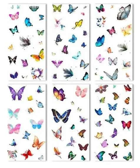 6 vellen washistickers | Vlinders 2