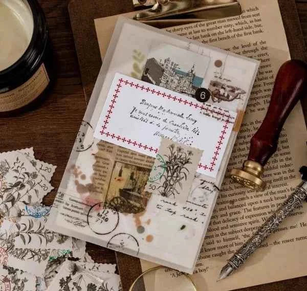 Stickerdoosje | Planten stickers in grijstinten | Postzegelvorm