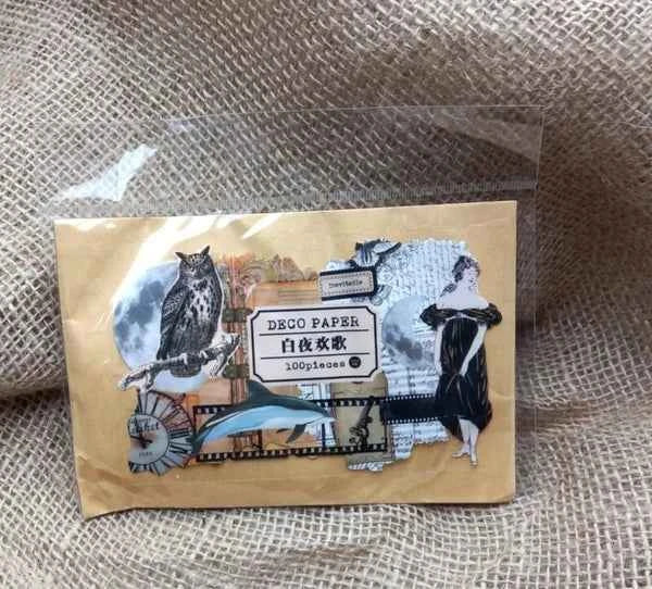 100-delig papier- en stickerset | Zwart-wit (kopie)