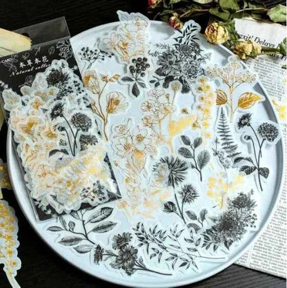 Grote Washistickers | Bloemen en Planten | Zwart met Goud