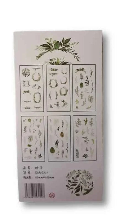 6 vellen washistickers | Groene Ornamenten en Kransen