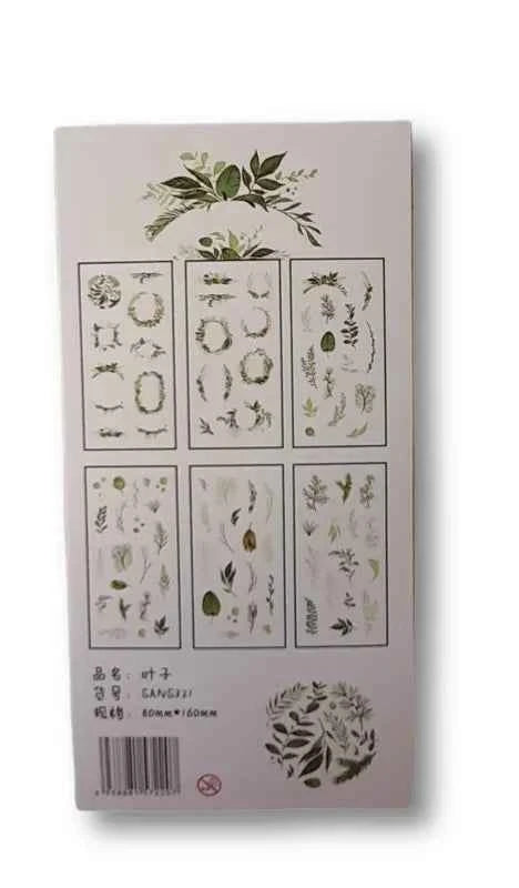 6 vellen washistickers | Groene Ornamenten en Kransen