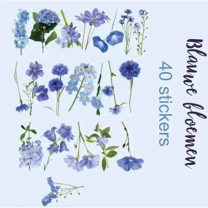 PET-stickers | Blauwe bloemen