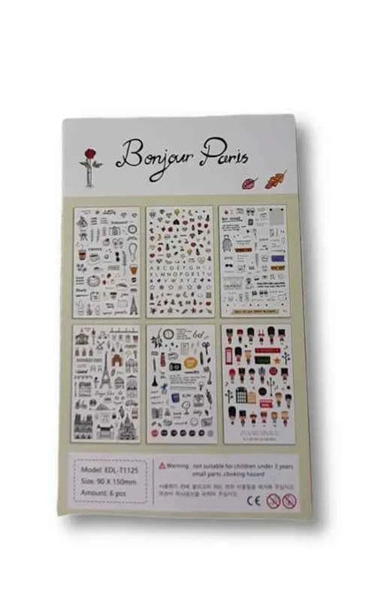 6 vellen washistickers | Parijs