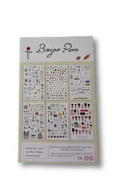 6 vellen washistickers | Parijs