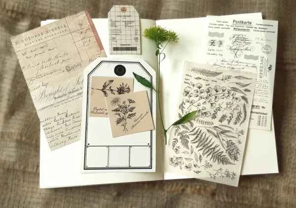 30-delig papier- en stickerset | Zwart-wit