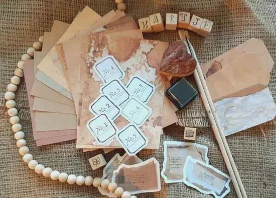 30-delig papierset | Oud bruin