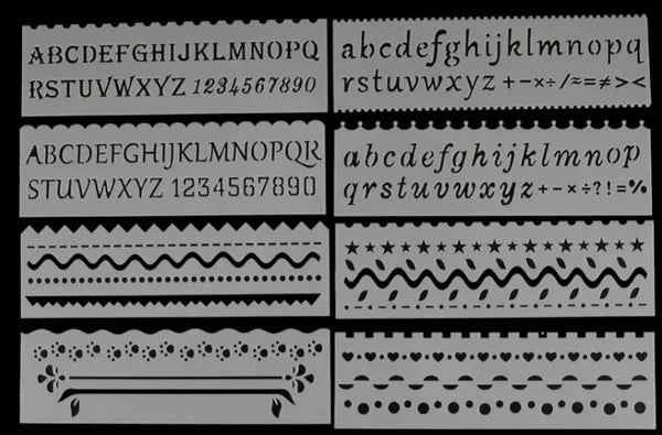 Sjablonen | Letters en Randen | 8 Stuks