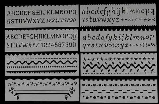 Sjablonen | Letters en Randen | 8 Stuks